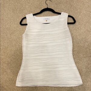 Calvin Klein White Ribbed Fitted Tank Top